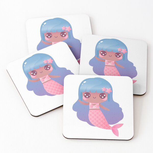 Item preview, Kawaii Mermaid Blue Purple Pink Ombre Hair Star Blushing Girl Mermaid Tail designed and sold by Simplyy  Unique.
