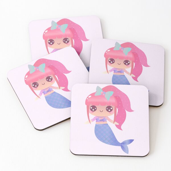 Item preview, Kawaii Mermaid Pink Hair Ombre Star Bow Blushing Chibi Girl Mermaid Tail designed and sold by Simplyy  Unique.