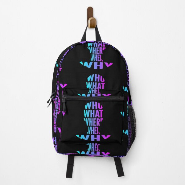 Item preview, Who What Where When Why Turquoise Magenta Gradient Side Typography Word in Human Shape designed and sold by Vasabi88.