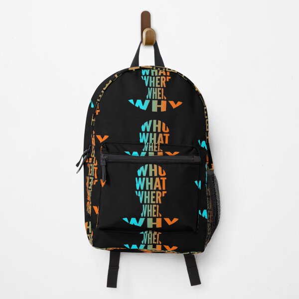 Item preview, Who What Where When Why Turquoise Orange Gradient Side Typography Word in Human Shape designed and sold by Vasabi88.