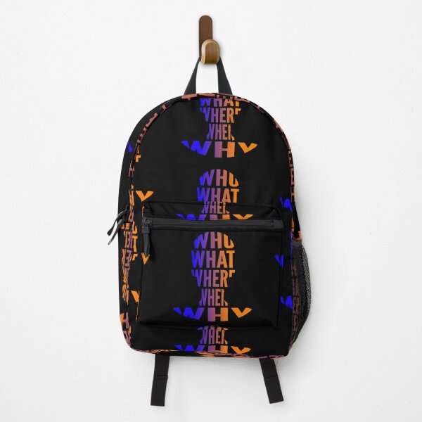 Item preview, Who What Where When Why Blue Orange Gradient Side Typography Word in Human Shape designed and sold by Vasabi88.