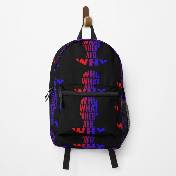 Item preview, Who What Where When Why Red Blue Gradient Side Typography Word in Human Shape designed and sold by Vasabi88.