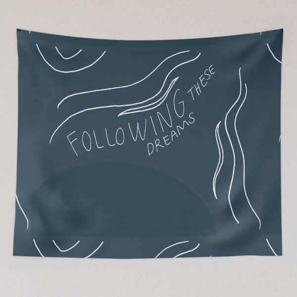 Item preview, Following These Dreams Art Print on Dark Blue designed and sold by lineartdesigns.