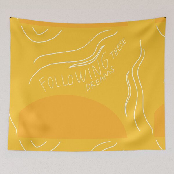 Item preview, Following These Dreams Art Print on Yellow designed and sold by lineartdesigns.