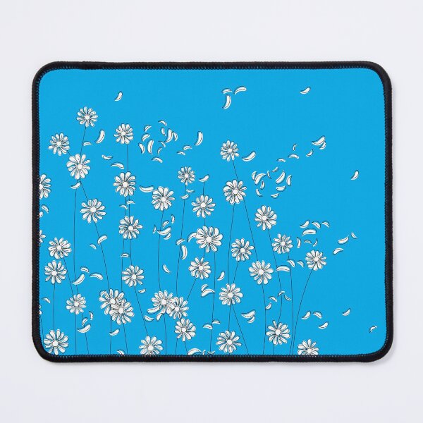 Item preview, Blue Flowers with a Yellow Background Blowing in the Wind designed and sold by zorrorojo.