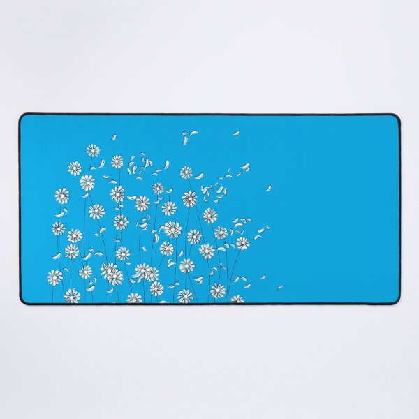 Item preview, Blue Flowers with a Yellow Background Blowing in the Wind designed and sold by zorrorojo.