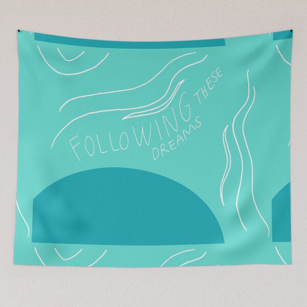 Item preview, Following These Dreams Art Print on Cyan designed and sold by lineartdesigns.