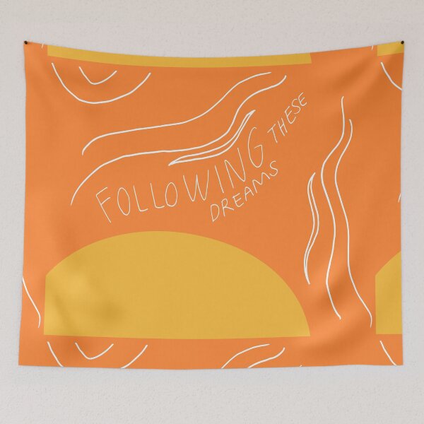 Item preview, Following These Dreams Art Print on Orange designed and sold by lineartdesigns.