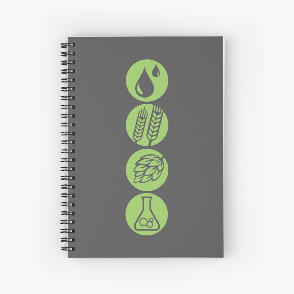 "BEER Water, Barley, Hops & Yeast" Spiral Notebook for Sale by
