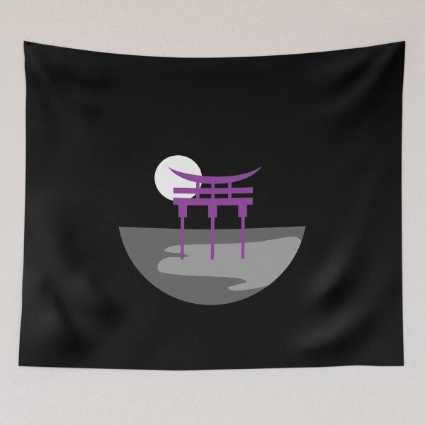 Item preview, Japanese Torii Gate Landscape Ace. Asexual Pride designed and sold by Subtle Pride Shop.