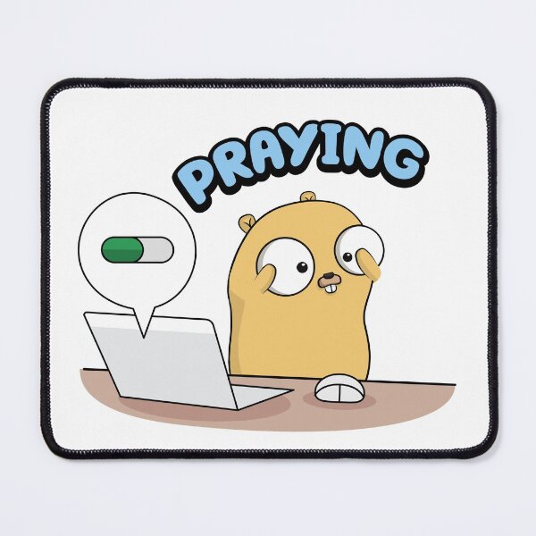 Item preview, Golang Gopher is Praying while Deploying to Production designed and sold by cookieandcode.