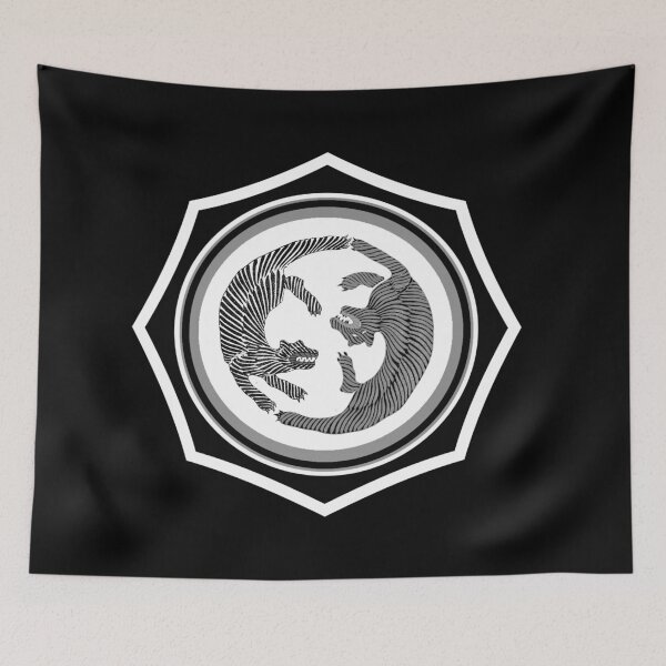 Item preview, Two Tigers Circle Symbolism Black and White designed and sold by Joolsd.