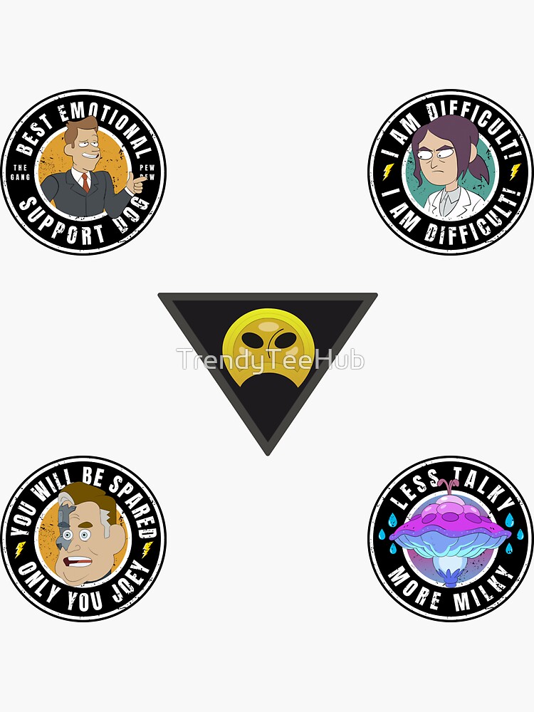 "Inside job sticker pack Brett, Reagan, Myc, Robot, Robes, quotes