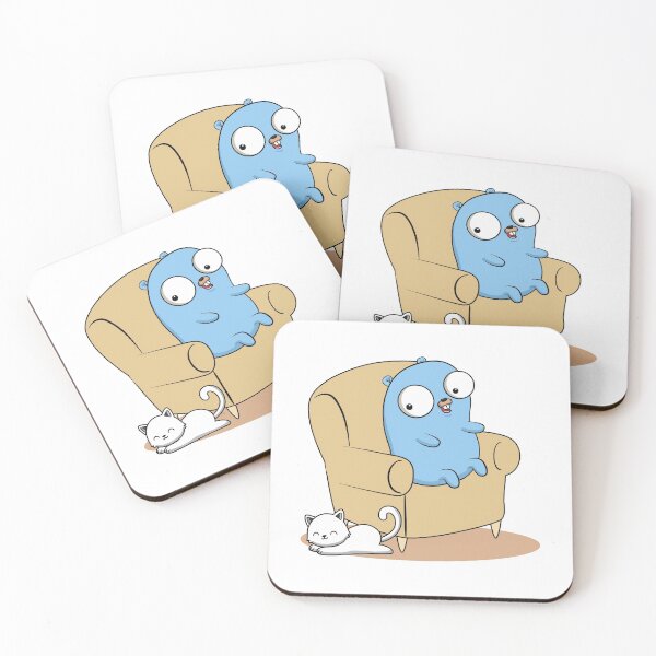 Item preview, Golang Gopher Sitting in A Chair with A Cat designed and sold by cookieandcode.
