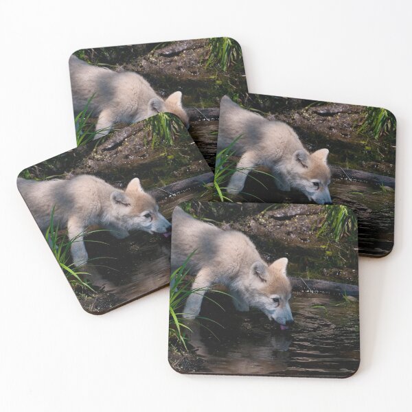 Item preview, Arctic Wolf Pup Drinking designed and sold by Michael Cummings.