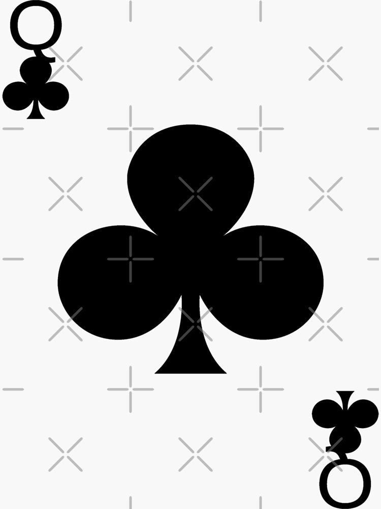 "Fanart Queen of Clubs Deck of Cards Halloween Costume" Sticker for