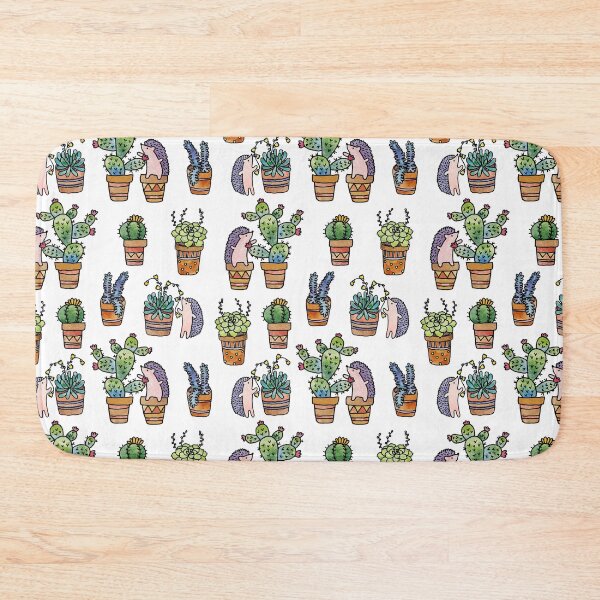 Item preview, Hedgehogs, cacti and succulents seamless pattern designed and sold by Darina Gulbina.