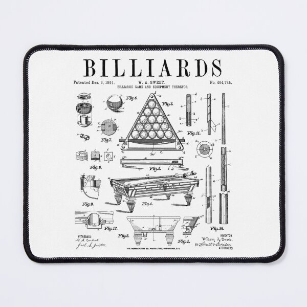 Item preview, Billiards Table Pool Cue Ball Vintage Patent Drawing Print designed and sold by GrandeDuc.