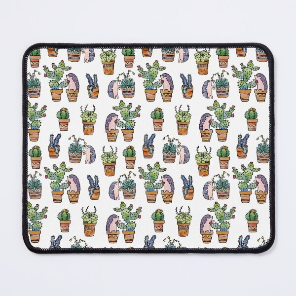 Item preview, Hedgehogs, cacti and succulents seamless pattern designed and sold by Darina Gulbina.