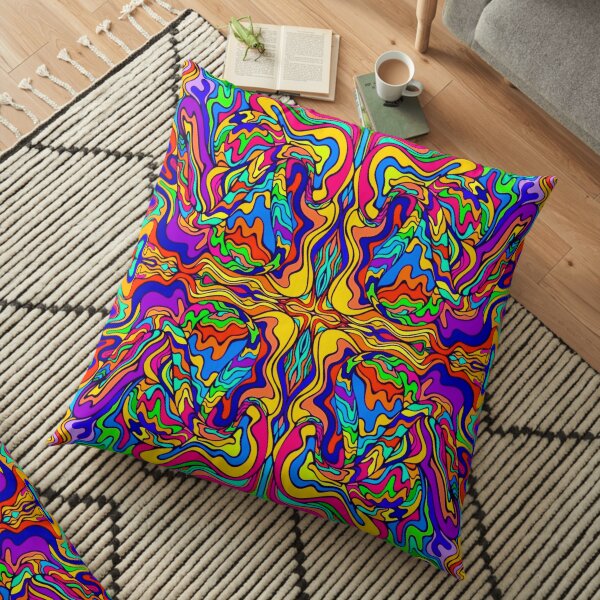 colorful surreal doodle Floor Pillow