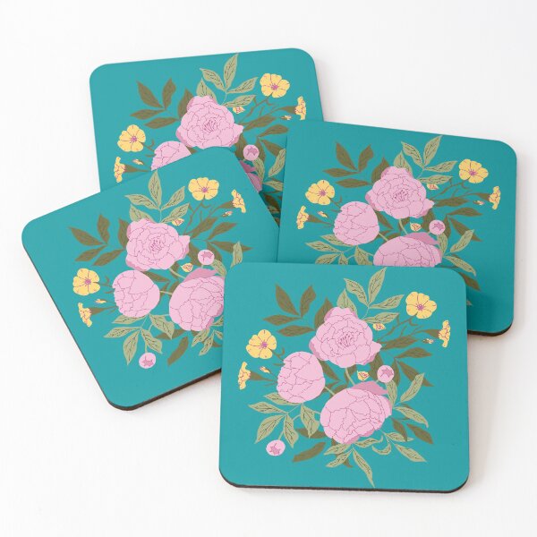 Item preview, Peonies and friends green background designed and sold by Aidi Riera.