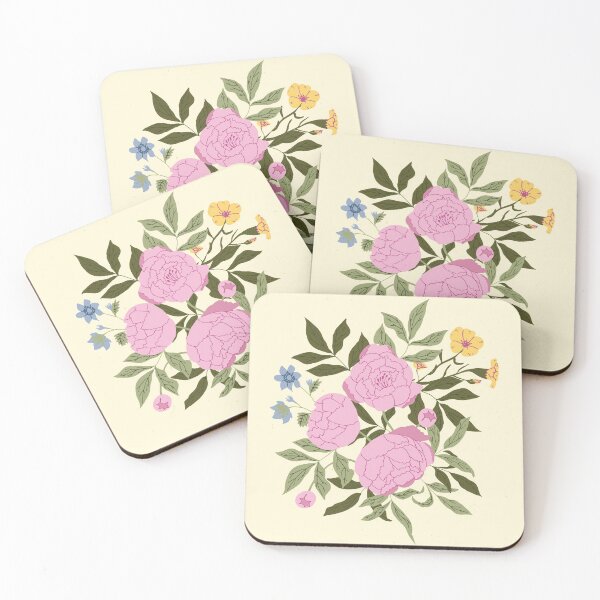 Item preview, Peonies and friends yellow background designed and sold by Aidi Riera.