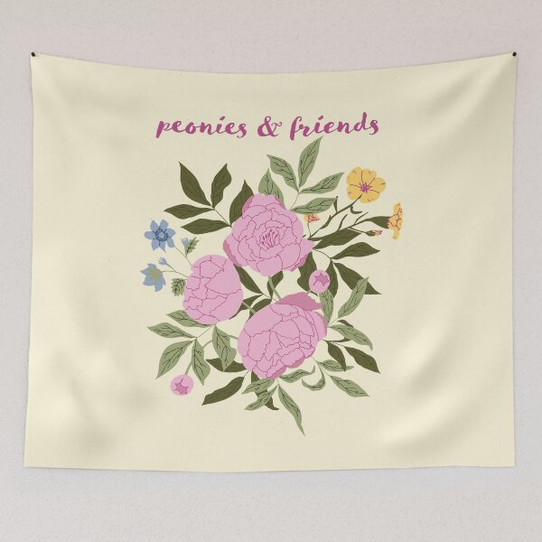 Item preview, Peonies and friends yellow background designed and sold by Aidi Riera.