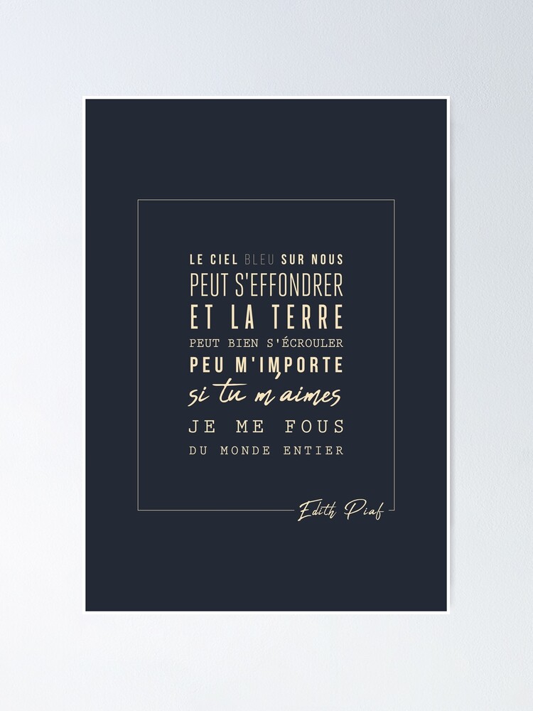 "by Edith Piaf - Edith Piaf - The Hymn To Love - Lyrics -" Poster By ...