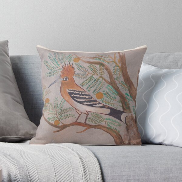 Ancient Egyptian Hoopoe bird in an acacia tree, Howard Carter Throw Pillow