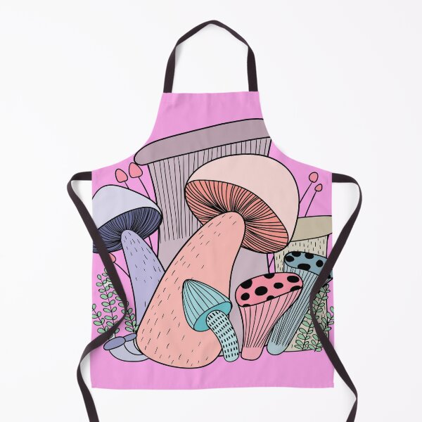 Item preview, Mushrooms doodle on a baby pink background designed and sold by VinCut.