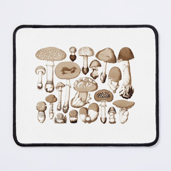 Item preview, Vintage Mushroom Collage - Antique Amanitas, Fungi Retro Poster, Magic Mushroom Prints, Agaricus (brown/sepia) designed and sold by Larkwort.