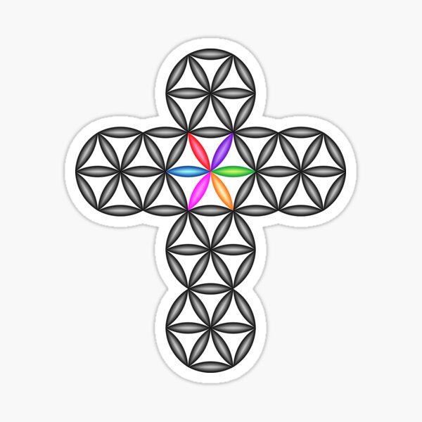 The Cross Of Life, 3D/Black/Colorful. Sticker