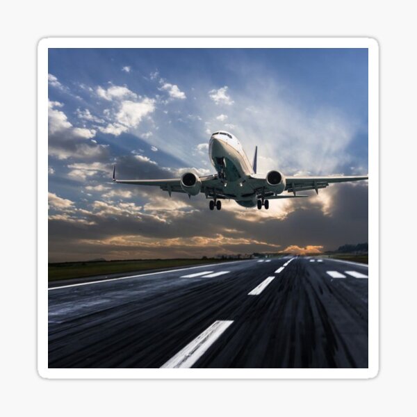 Passenger Airplane Landing in Dusk Passenger Airplane Landing in Dusk