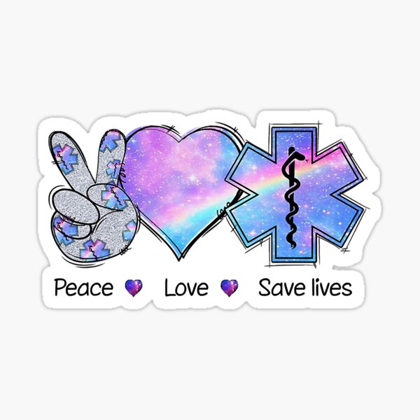 Nurse Gifts to Ship Peace Love Nursing Nurse Hat Sticker by McCaff Designs