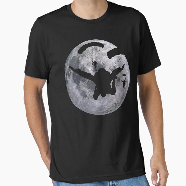 Aperçu de l'œuvre Conception de parachutisme en parachute d'un parachutiste et de la lune en arrière-plan. créée et vendue par NobelFashion.