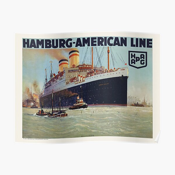 Oceanriese A4 Glossy Vintage Cruise Line Poster Art Print Hamburg-America Line 