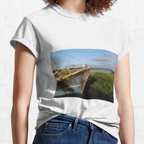 Trawler moored at Glencaple near Dumfries, Scotland Classic T-Shirt