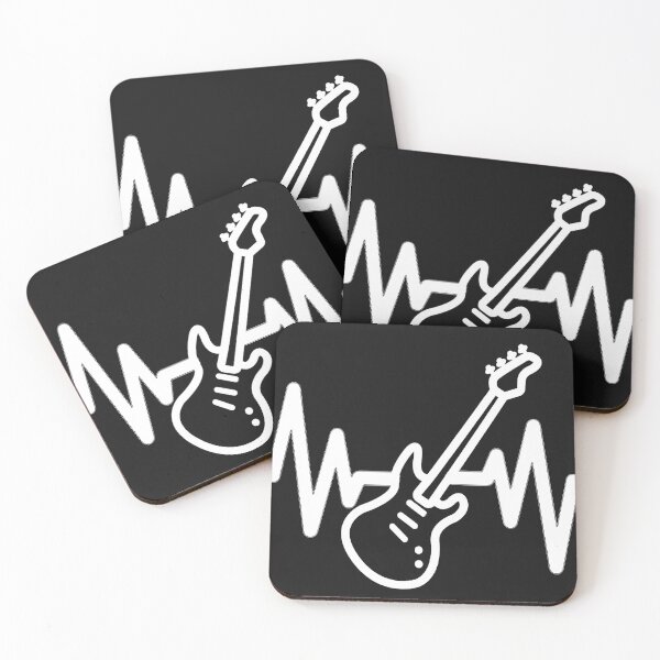 Item preview, Heart rate with bass guitar in white designed and sold by LindaLG.