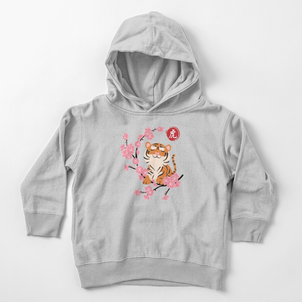 Retro Chinese New Year of the Tiger 2022 and Plum Blossom Toddler Pullover Hoodie