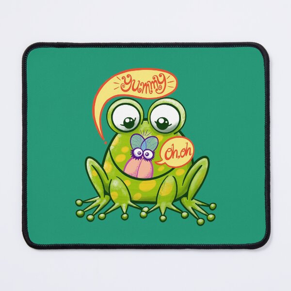 Item preview, Mischievous green frog hunting a worried housefly in cute scene designed and sold by Zoo-co.