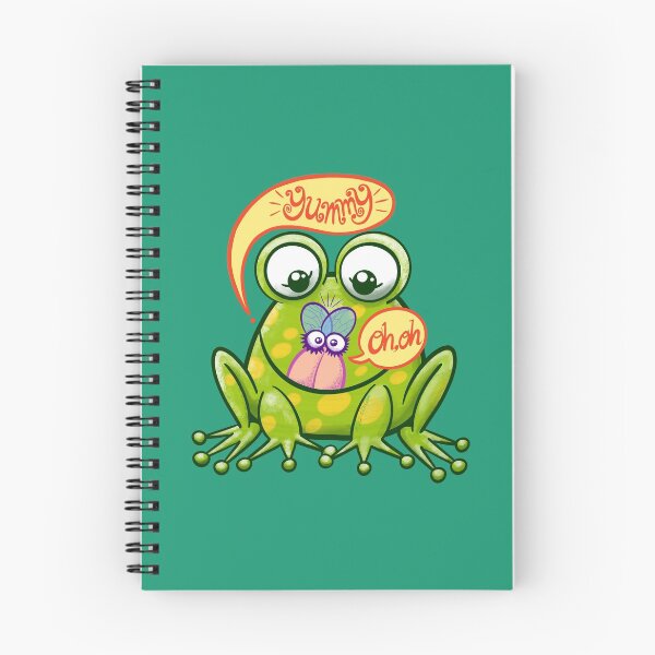 Item preview, Mischievous green frog hunting a worried housefly in cute scene designed and sold by Zoo-co.