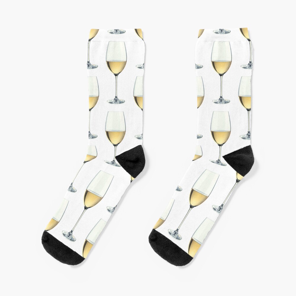 WHITE WINE, in a Glass. Socks