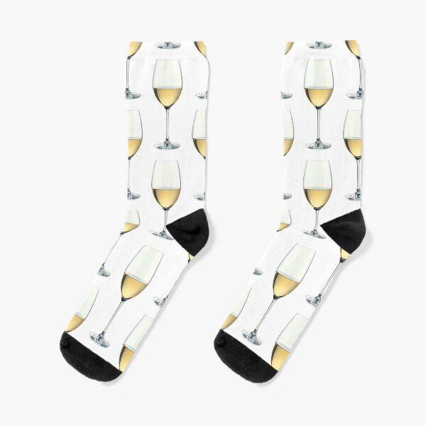 WHITE WINE, in a Glass. Socks