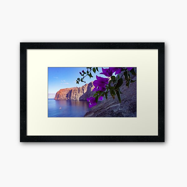 Item preview, Los Gigantes Tenerife with Purple Flower Print Landscape designed and sold by Pankas.