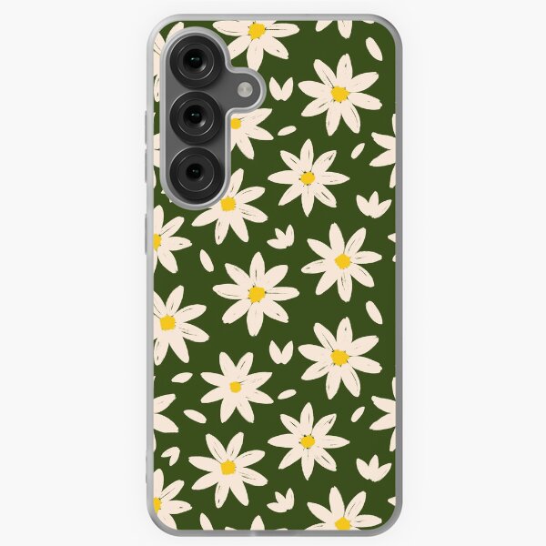 Item preview, Flower Pattern White Daisy Green Retro Girly designed and sold by trajeado14.