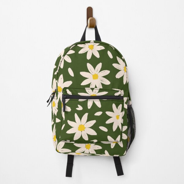 Item preview, Flower Pattern White Daisy Green Retro Girly designed and sold by trajeado14.