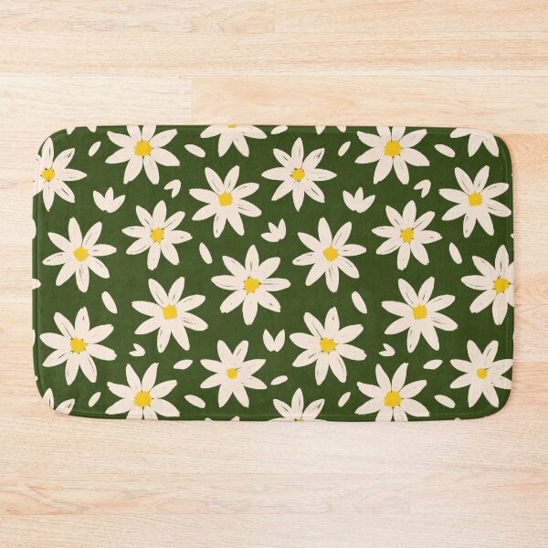 Item preview, Flower Pattern White Daisy Green Retro Girly designed and sold by trajeado14.