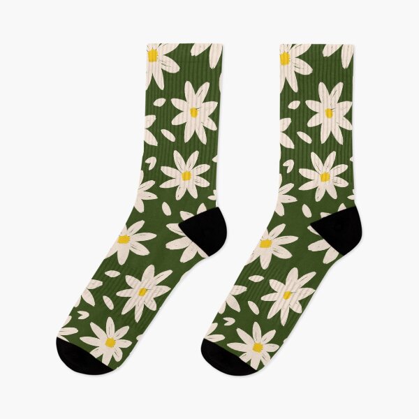 Item preview, Flower Pattern White Daisy Green Retro Girly designed and sold by trajeado14.