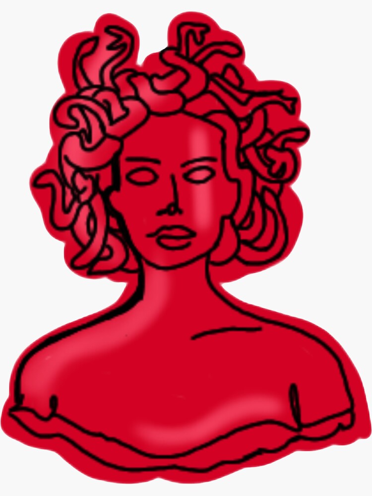 Coral and blue Medusa portrait Sticker for Sale by saraknid