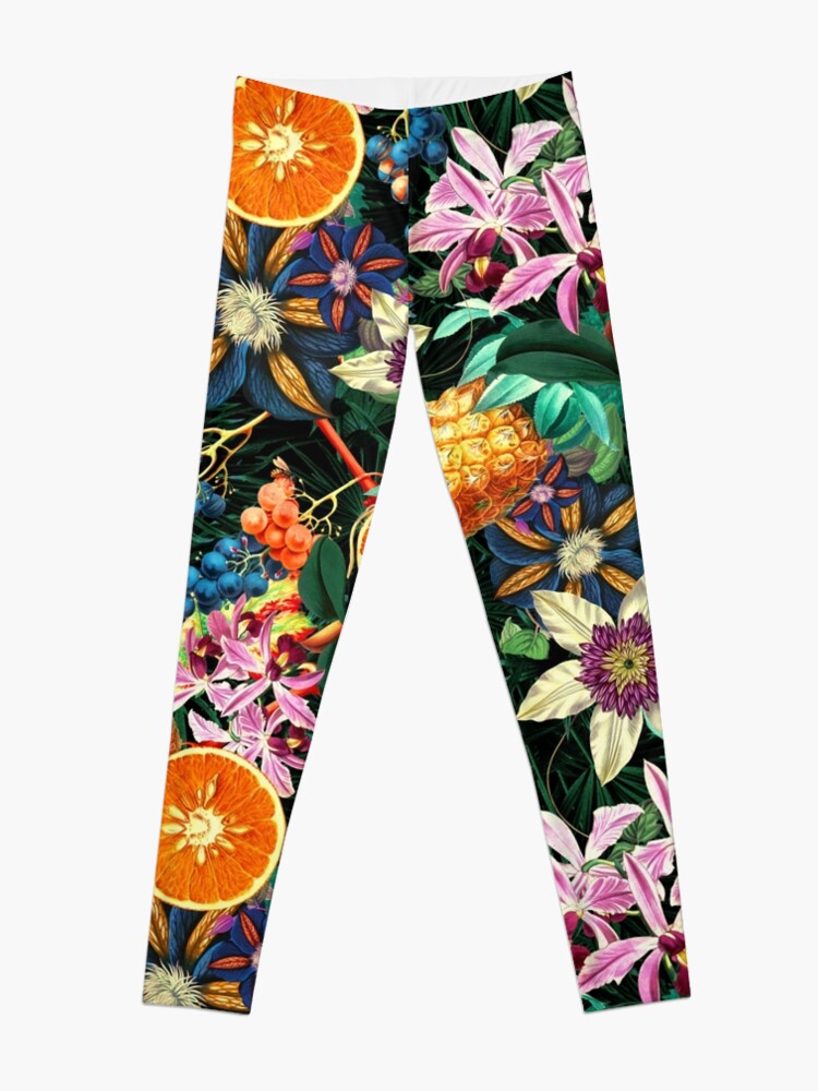Thumbnail 3 of 5, Leggings, Tropical Orange Garden designed and sold by Burcu Korkmazyurek.